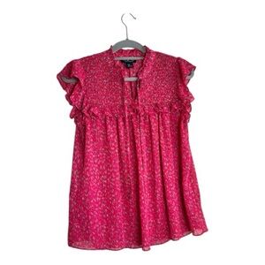 Rachel Zoe Vibrant Pink Ruffle Blouse sz M